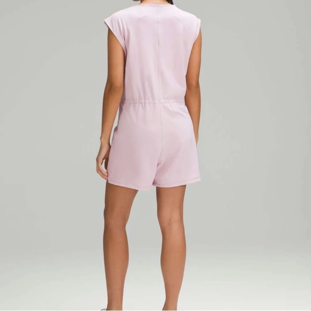 Lululemon French Terry V-Neck Romper Pink Peony